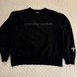 Alice Mushrooms Sweatshirt Women Medium Black Graphic Patch MD312C
